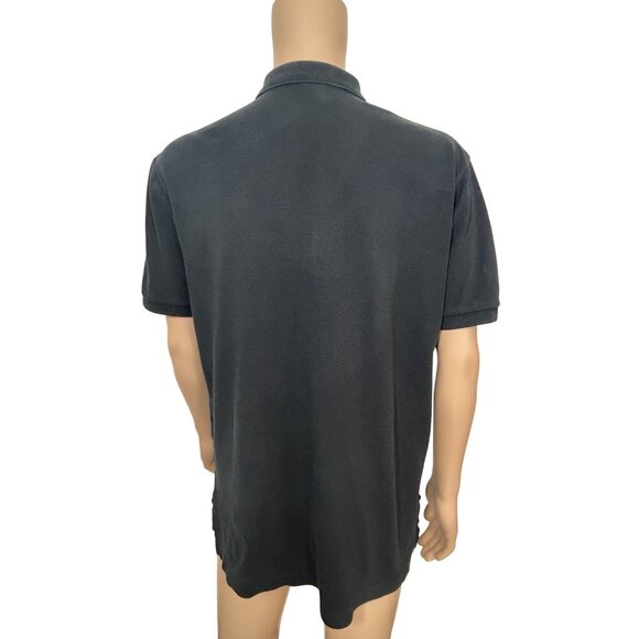 Polo By Ralph Lauren Men’s Shirt L Black Short Sleeve 2-Button Collar Red Logo - Picture 4 of 11